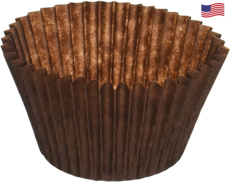 Decony Brown Giant Paper Cupcake Liners 500 PC.- MADE IN USA - Fluted Cupcake Holder Cups for Baking Muffins, Brownies, Food-Grade, Odorless, Non-Stick, 2 1/4'' x 1 7/8'' =6'' - Image 2